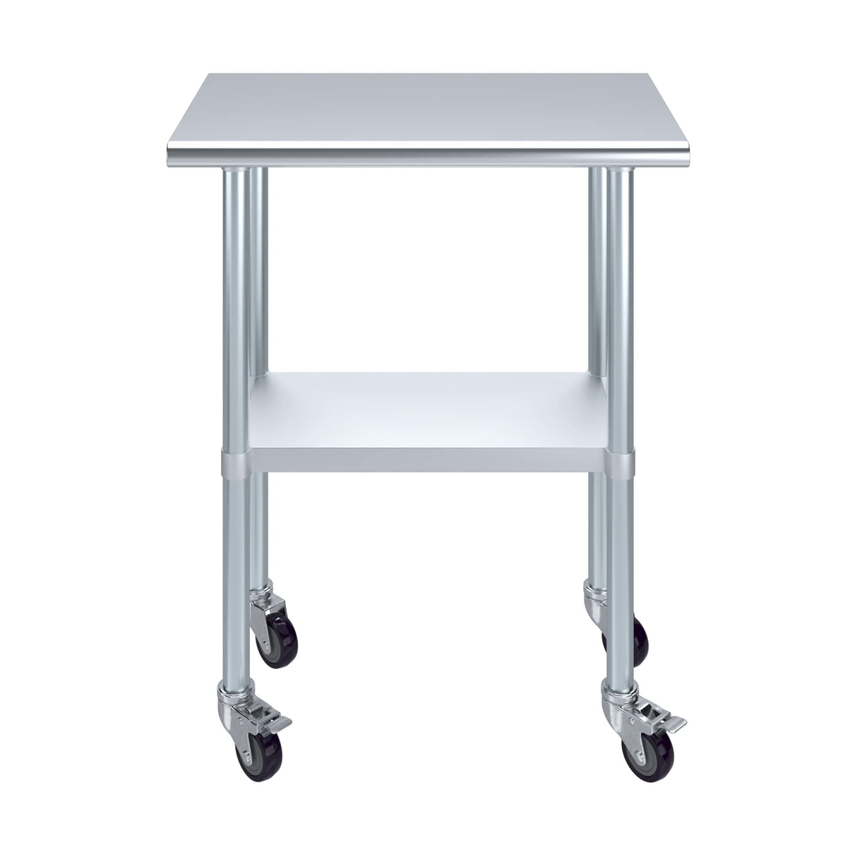 AmGood 18 in. x 30 in. Stainless Steel Work Table with Wheels | Metal Kitchen Food Prep Table | NSF