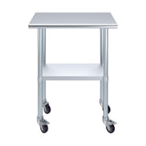 AmGood 18 in. x 30 in. Stainless Steel Work Table with Wheels | Metal Kitchen Food Prep Table | NSF