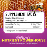 HONEYBEEZONE Bee Bread Capsules – Nutrient-Rich Superfood for Energy Boost, Immune Support Supplement | Non-GMO, Gluten-Free, 60 Easy-to-Swallow Veggie Capsules