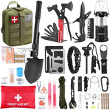 Survival Kit, 160 Pcs Emergency Supplies Camping Accessories with Upgraded Molle Bag, Gifts for Men Outdoor Adventure Camping Hiking Hunting (Green)