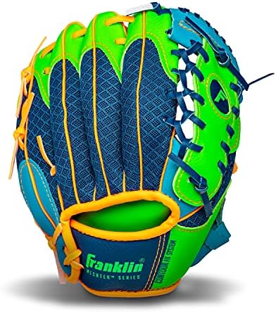 Franklin Sports Kids Baseball Glove + Ball Sets - Meshtek Youth Teeball Gloves for Kids + Toddlers - Left + Right Hand Throw Mitts + Glove Sets with Foam Balls - Boys + Girls Gloves - 9.5" Inch