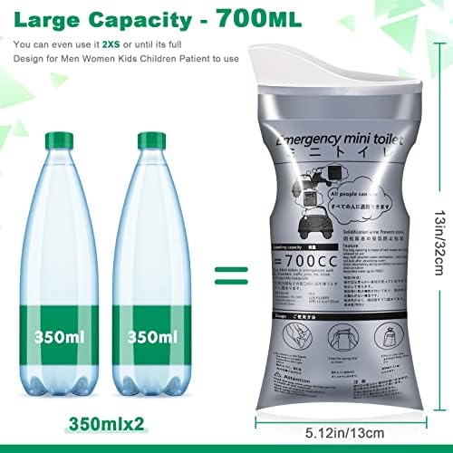 OUMEE 28/23/20/12/8 Pack Disposable Urine Bags, 700ML Travel Pee Bags Unisex Urinal Bag Vomit Bag for Travel Traffic Jam Emergency Portable Camping Urinal Bags for Men Women