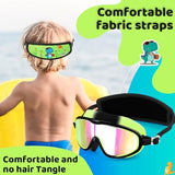 Vvinca Kids Swim Goggles for Age 2-8, Toddler-Goggles with Fabric Strap No Leak Pain-Free, Anti-Fog Goggles for Girls Boys