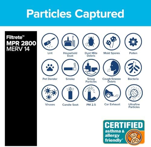 Filtrete 20x20x1 Air Filter, MPR 2800, MERV 14, Healthy Living Ultrafine Particle Reduction 3-Month Pleated 1-Inch Air Filters, 2 Filters