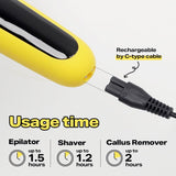 Gorilla Technique 3-in-1 Epilator, Wet & Dry Facial & Body Hair Removal Device, Cordless Rechargeable Electric Tweezers & Shaver & Callus Remover for Women & Men, One, Black & Yellow