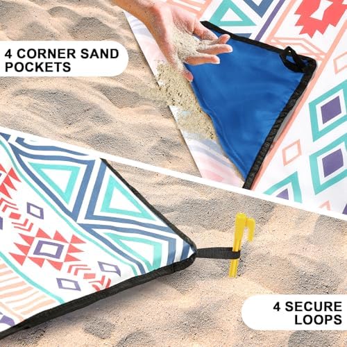 Beach Blanket Waterproof Sandproof Extra Large Beach Mat 79" X 83"/120"x108"for 1-8 Adults Quick Drying Durable Outdoor Picnic Mat for Beach Travel Camping Hiking