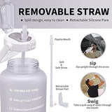 64oz,100oz,128oz Large Motivational Water Bottle with Time Marker, Leakproof & BPA Free Half Gallon Big Water Bottle with Straw Handle Tritan Frosted Water Jug for Gym,Fitness,Outdoor Sports