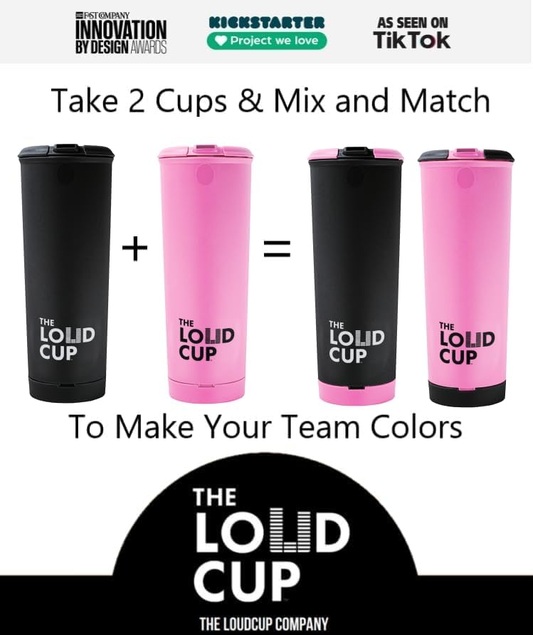 The LoudCup Tumbler + Stadium Horn - Insulated Cup Reusable Water Bottle Coffee Travel Mug - Worlds Loudest Cup for Game Day