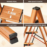 GameGem 3 Step Ladder, Folding Step Stool with Anti-Slip Wide Pedal, Aluminum Material Lightweight Yet Sturdy, 300 Lbs Load, Cute Modern Apperance for Indoor Household Spaces