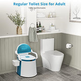 VINGLI Portable Toilet | Back & Handrail Design Commode with 5 Gallon Bucket Inner, Camping RV Toilet for Adult, Kids, Home, Boat, Van, Travel, Plastic, Blue & white