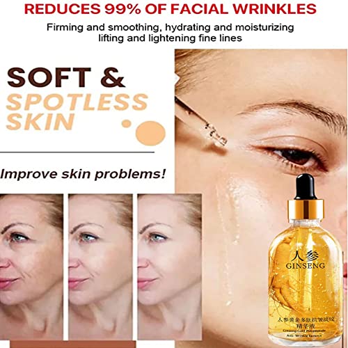 Ginseng Polypeptide Anti-Ageing Essence, Ginseng Anti Wrinkle Serum, Ginseng Anti Aging Essence, Gold Ginseng Face Serum, Ginseng Essential Oil Reduce Fine Lines (1 Bottle)