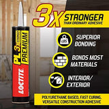 Loctite PL Premium Polyurethane Construction Adhesive, Versatile Construction Glue for Wood, Concrete, Stone, Metal & More- 10 fl oz, Cartridge, 6 Pack