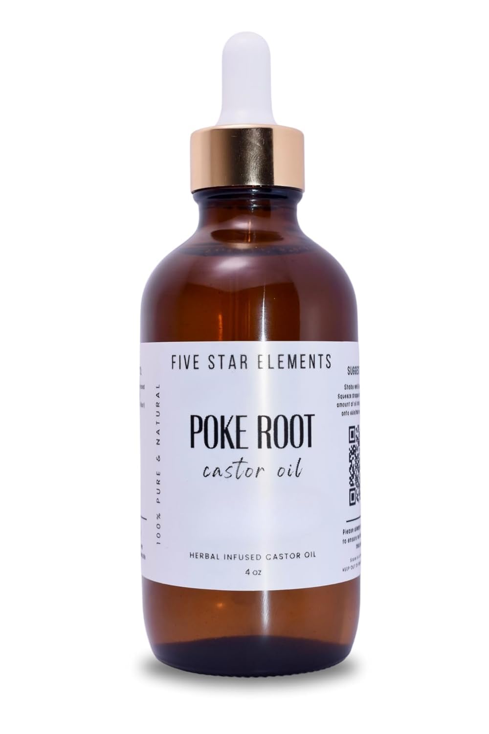 Five Star Elements Poke Root Castor Oil 4oz, Clear