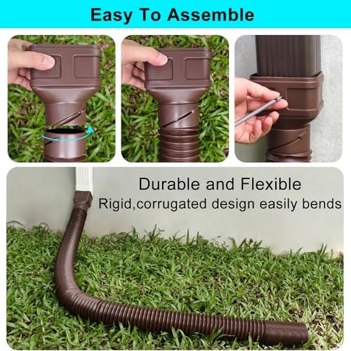 7ft Long Gutter Downspout Extensions, Outer diameter 3" Gutter Extensions for Downspout,Flexible Drainage Pipe Suitable for 2"×3" and 3"×4" Downspout,Flexible Pipe Stretched Length 7ft (2 Pack)