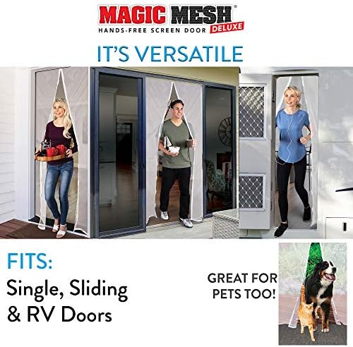 Magic Mesh Deluxe, White | Magnetic Screen Door, Heavy Duty, Magnetic Closure, Door Net, Patio Screen, Sliding Door Screen, Bug Screen for Doorways, Kid & Pet Friendly | Size 39" x 83" (Pack of 1)