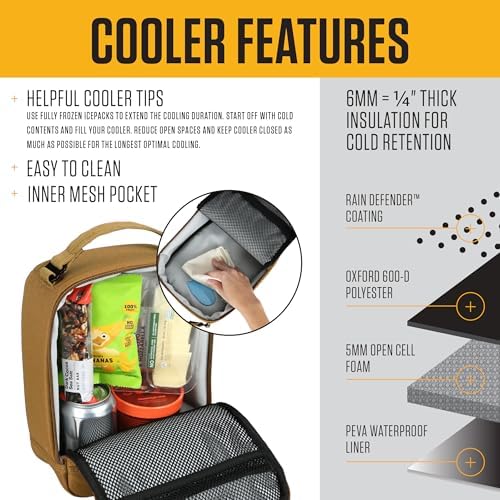 Carhartt Insulated Lunch Cooler for Men and Women, Fully Insulated Lunch Pale for Work, Outdoor, and Everyday Use