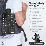 AQUAFIT 1 Gallon Water Bottle With Times To Drink - 128 oz Motivational Large - Sports Water Bottle With Time Marker & Straw - Gym Water Jug 1 Gallon
