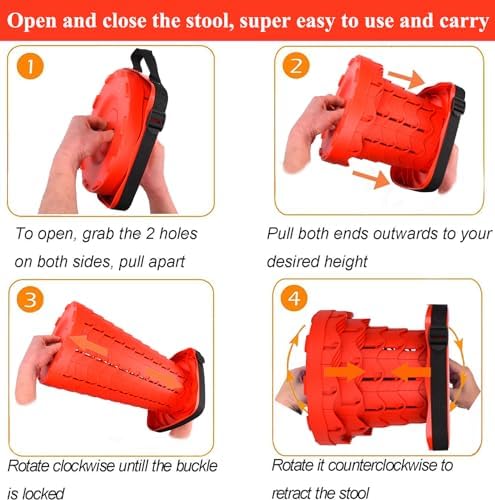 Fishboy Upgraded Square Collapsible Stool, 400lbs Max Weight, Lightweight But Sturdy, Portable Retractable Folding Telescoping Foldable Camping Stool for Adults Outdoor Fishing Hiking Travel BBQ