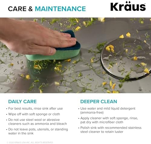 Kraus KHU101-24L Standart PRO 24-inch Undermount 16 Gauge Single Bowl Laundry and Utility Sink, 24 Inch, Tight Radius