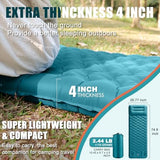 Inflatable Camping Sleeping Pad with Pillow, Extra Thickness 4 Inch Sleeping Mat with Built-in Pump, Compact & Ultralight Camping Air Mattress for Backpacking Hiking Tent Traveling