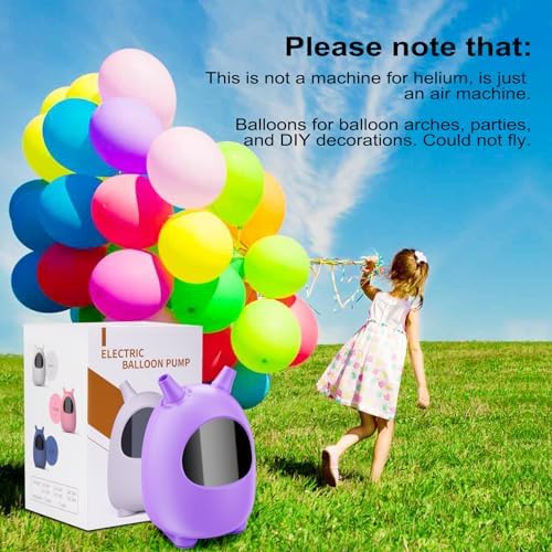 Electric Balloon Pump, Portable Dual Nozzle Electric Balloon Blower Pump, Electric Balloon Inflator for Decoration, Party Wedding Graduation (110V 600W) (Purple)
