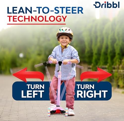 3-Wheel Kids Scooter - Lean-to-Steer Technology, Adjustable Height Handlebar, Wide Anti-Slip Deck, Scooter for Boys & Girls Ages 3+, Child Safety Approved, Support Riders Up to 165 lbs, Purple