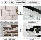 STICKGOO 10-Sheet White Marble Look Peel & Stick Backsplash, 12”X12” Stick on Wall Tiles for Kitchen Backspalsh (Thicker Design)