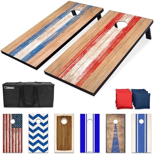GoSports Portable Cornhole Sets, 8 Styles – Choose 4 x 2 ft or 3 x 2 ft - Boards Include 8 Bean Bags, Travel Case, and Game Rules