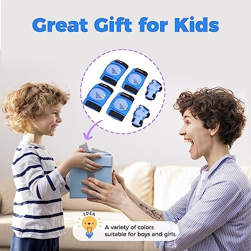 BOSONER Kids/Youth Knee Pads Elbow Pads Wrist Guards Set for 3-15 Years, Child Protective Gear Set for Roller Skates, Cycling, BMX Bike, Skateboard, Inline Skating, Scooter Riding Sports…
