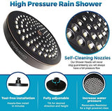 High Pressure Shower Head - Anti-Clogging Silicone Nozzles - 2.5 GPM Removable Restrictor - Easy Clean Adjustable Replacement - easy to install with Plumbers Tape - 6 inch - Oil Rubbed Bronze Finish