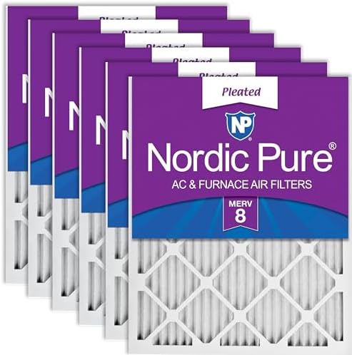 Nordic Pure 20x25x1 (19 1/2 x 24 1/2 x 3/4) Pleated MERV 8 Air Filters 6 Pack