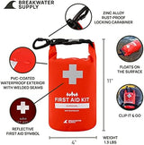 Breakwater Supply™ Waterproof First Aid Kit Dry Bag Bug Out Bag Preloaded with Emergency Survival Prepper Supplies for Boating, Camping, Fishing + Carabiner, Floating, Reflective, AFAK/IFAK Trauma Kit