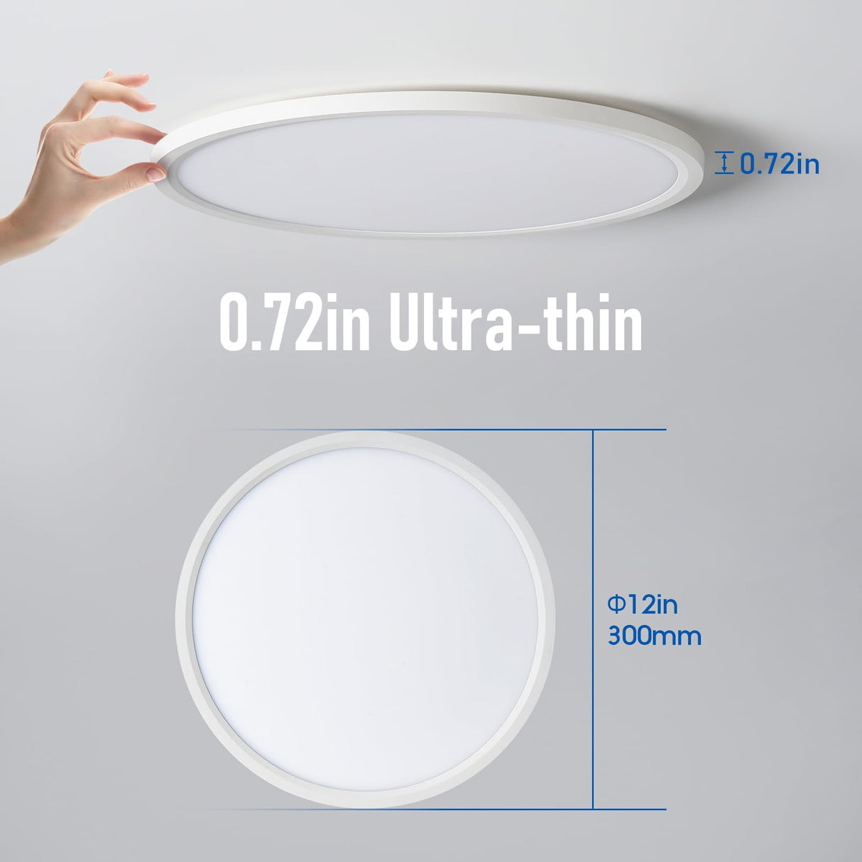 6 Pack 12 Inch Hardwired Dimmable LED Flush Mount Ceiling Light Fixtures, 24W 2640LM 3000K/4000K/5000K, House Upgrade Led Lights for Bedroom Hallway Laundry Room Rental Units, 240W Equiv., Black