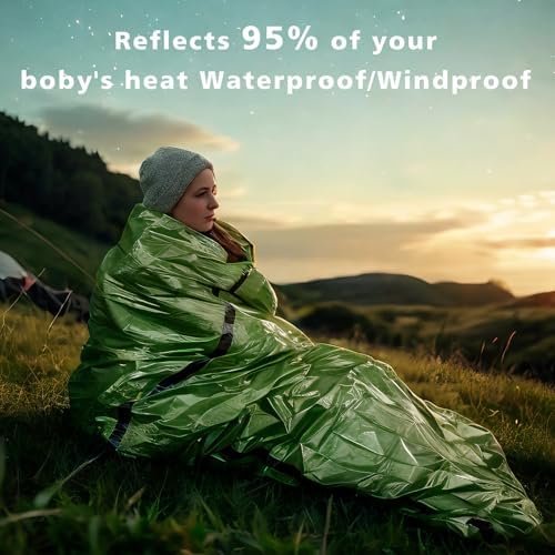 Zmoon Emergency Sleeping Bag 2 Pack Lightweight Survival Sleeping Bags Thermal Bivy Sack Portable Emergency Blanket for Camping, Hiking, Outdoor, Activities