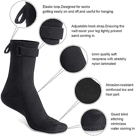 OMGear Water Socks Neoprene Socks Beach Booties 3mm 5mm Anti-Slip Wetsuit Footwear Fin Swim Sand Proof Socks