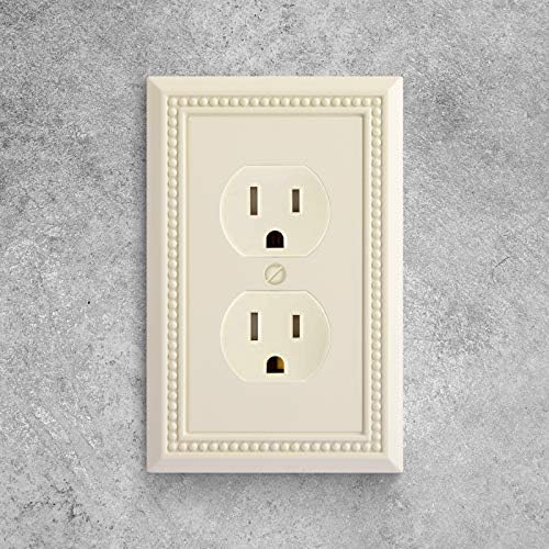 Henne Bery Sunken Pearls Heavy Duty Decorative Wall Plate Switch Plate Outlet Cover, Durable Solid Zinc Alloy (Single Duplex 3PK, Light Almond)
