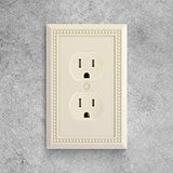 Henne Bery Sunken Pearls Heavy Duty Decorative Wall Plate Switch Plate Outlet Cover, Durable Solid Zinc Alloy (Single Duplex 3PK, Light Almond)