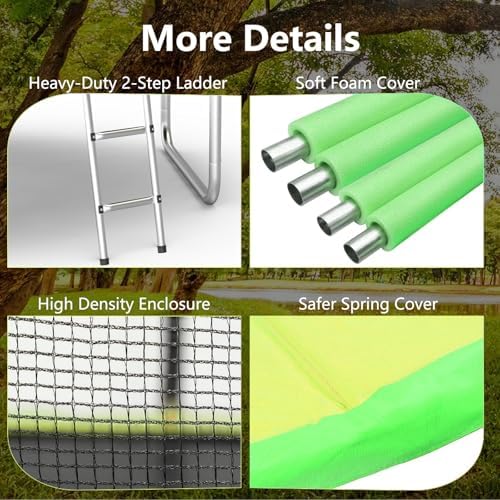 AOTOB 8FT 10FT 12FT 14 FT 15FT Trampoline with Safety Enclosure Net，Outdoor Trampoline with Basketball Hoop, Heavy Duty Jumping Mat and Spring Cover Padding for Kids and Adults, Storage Bag and Ladder