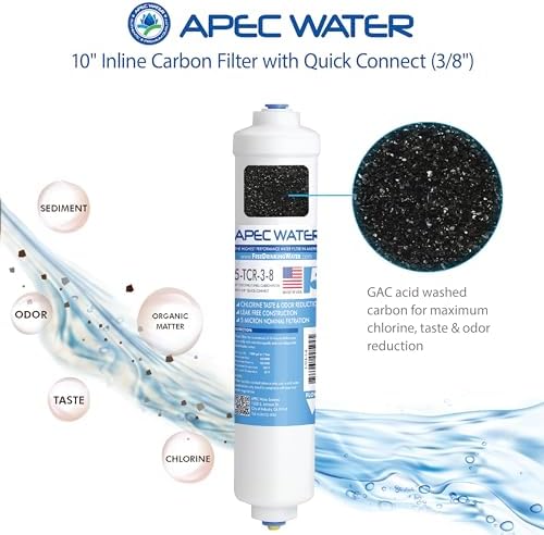 APEC Ultimate Series US Made 10" Inline Carbon Filter with Quick Connector (3/8")