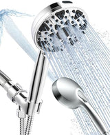 Shower Head with Handheld High Pressure Multi-Function 7 modes, Built-in Power Wash to Clear Tub, Tile & Pets, 5” High Flow Hand Held Rain Showerhead with Extra Long Hose and Adjustable Bracket