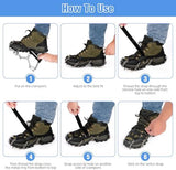 24 Spikes Crampons for Shoes, Anti Slip Ice Cleats for Shoes and Boots, Traction Ice Snow Grip with Stainless Steel Spikes and Silicone Men Women for Hiking, Walking, Climbing, Jogging,Fishing