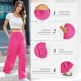 Cargo Pants Women Low Waisted Parachute Pants with Pockets Loose Baggy Hiking Pants Y2K Clothes