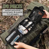 Survival First Aid Kit, 170 PCS Survival Kits,Trauma Kit with Essential Survival Gear Emergency Medical Supplies for Hiking Camping Backpacking Outdoor Adventure, Gifts for Christmas Him Dad Men