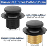 Matte Black Bathtub Drain Tip-Toe Tub Trim Set with Two-Hole Overflow Faceplate Bathroom Tub Drains Replacement Conversion Tub Drain Kit Assembly with Universal Fine & Coarse Thread