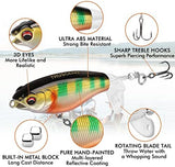 TRUSCEND PoPobait Plopper with BKK Hooks, Top Water Fishing Lures for Bass Walleye Pike Catfish Musky Perch, Floating Lure for Freshwater or Saltwater, Amazing Teasers Fishing Gifts for Family Fishing
