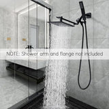 G-Promise All Metal 10" Dual Square Shower Head Combo | Rain Shower Head | Handheld Shower Wand | Adjustable | 3-Way Diverter | 71" Extra Long Hose - A Bathroom Upgrade (Matte Black)
