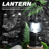 DIBMS 2-Pack Solar Camping Lantern, Collapsible LED Solar USB Rechargeable Lantern Flashlight Emergency Hanging Lights for Camping Hurricanes Power Outages Indoor Outdoor
