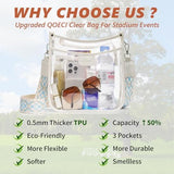 3 Pockets Large Clear Bag for Stadium Events with 2 Long Straps Purse for Women Crossbody Bag Concert Stadium Approved