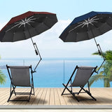 UPF 50+ Beach Umbrella with Adjustable Universal Clamp