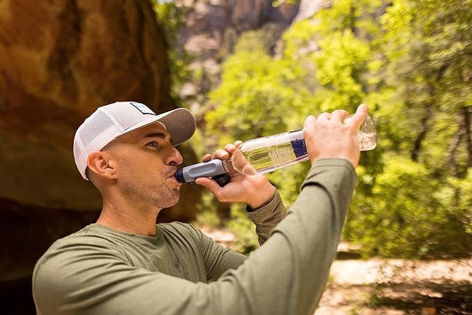 LifeStraw Peak Series – Solo Personal Water Filter for Hiking, Camping, Travel, Survival and Emergency preparedness. Removes Bacteria, parasites and microplastics, Pink Lemonade